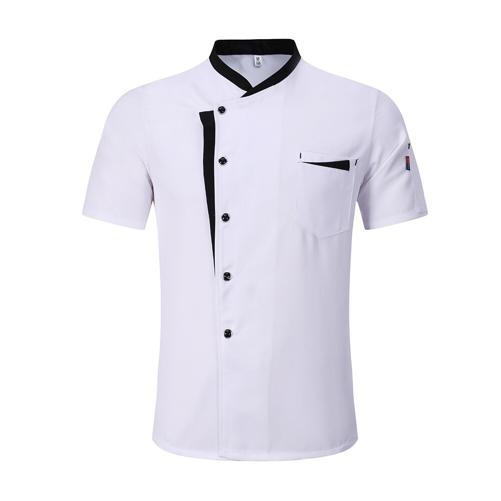 M-3XL Unisex Kitchen Cooker Chef Uniforms Bakery Food Service Short Sleeve Breathable Chef Jacket & Apron: White / XL
