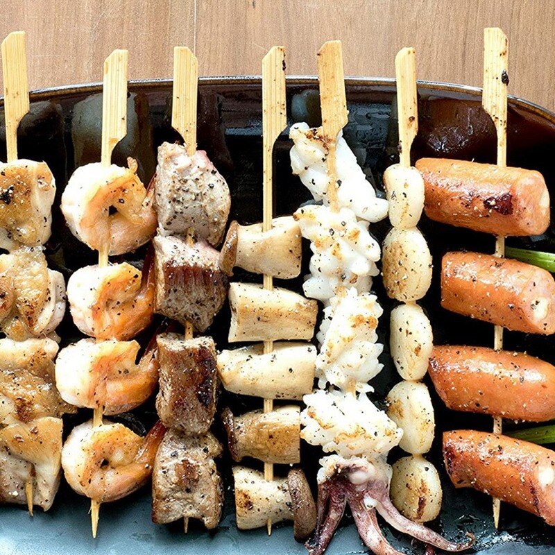 500 Pcs Bambus Spieße-7 Zoll Bambus Picks Paddel Spieße BBQ Picks für Grillen Im Freien, Kebab, fondue und Mehr