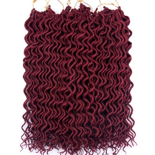 FALEMEI-tresses synthétiques au Crochet, Extensions de cheveux, 18 pouces, 60g, 24 brins/paquet: # Bourgogne / 3 Pcs/Lot