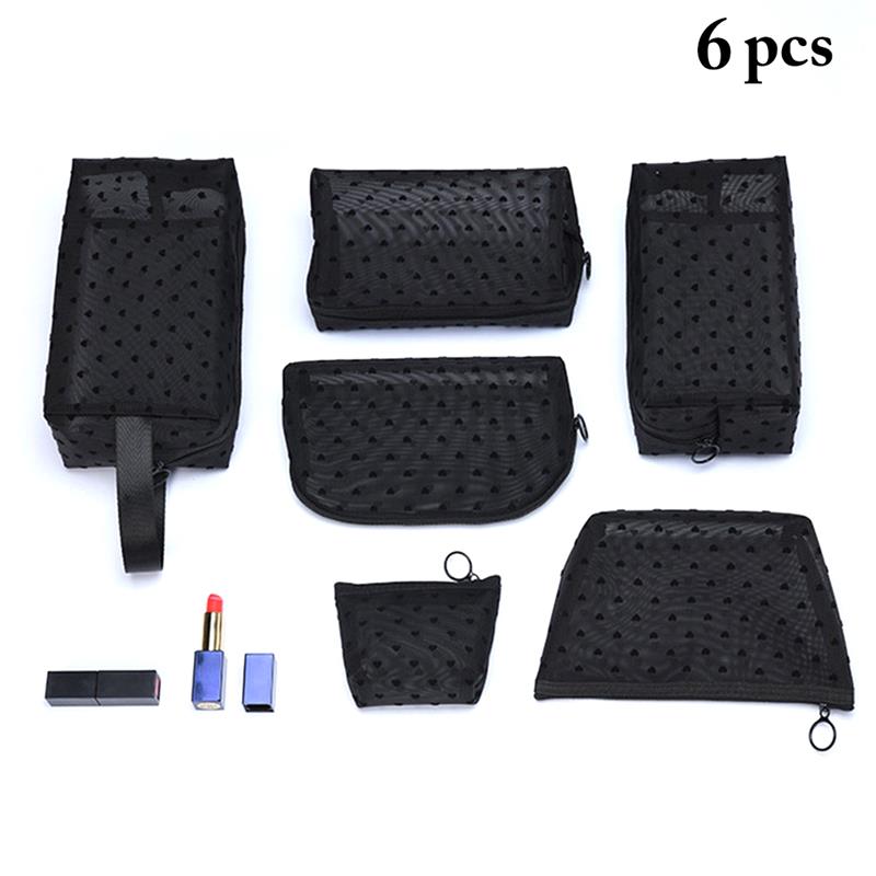 Coofit 6 Teile/satz transparent Gittergewebe machen-hoch Taschen einstellen Multifunktionale tragbar Gittergewebe Mäppchen Kosmetik Tasche Für draussen Reise: 3