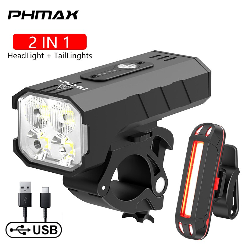 Luz LED X-TIGER para bicicleta, linterna frontal para bicicleta de montaña y carretera, recargable vía USB, resistente al agua: QD-3201T
