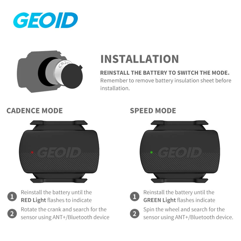 Geoid CS600 Sensor de cadência de velocidade ou HS500 Monitor de frequência cardíaca Bicicleta Computador Velocímetro ANT + Bluetooth Sensor de modelo duplo