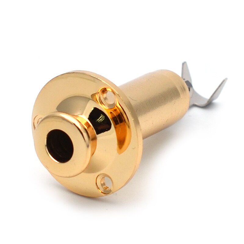 Brass Acoustic Electric Guitar End Pin EQ Output Input Jack Guitar Plug Socket 6.35 Guitar Parts Black Silver Gold 3 color: Gold