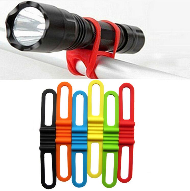 Soporte de luz para manillar de Bicicleta, banda de silicona para fijación de teléfono, cuerda elástica, linterna, vendas