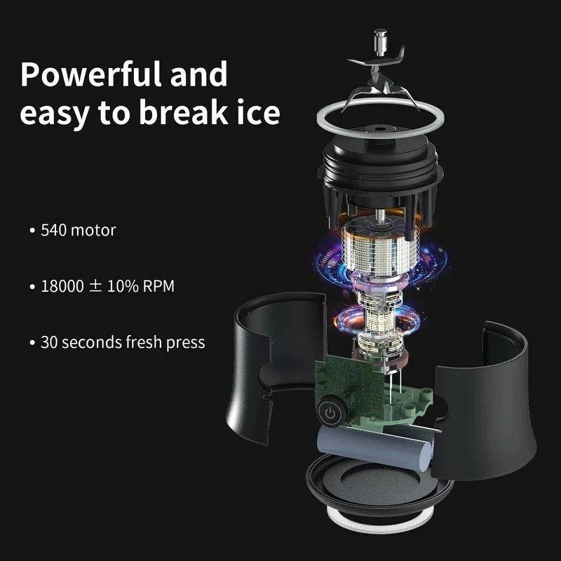 Bärbar mixer med 600ml elektriska juicepressar, fruktmixers, 4000 mah usb-anslutning, smoothie, minimixer, personlig juicepress, färgglad