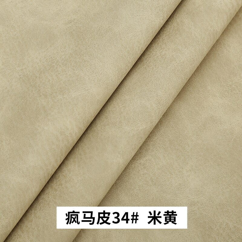 20x30cm PU Crazy Horse synthetic leather Fabric , Faux Leather Fabric for Sewing, PU artificial leather for DIY bag material: 34 Beige yellow