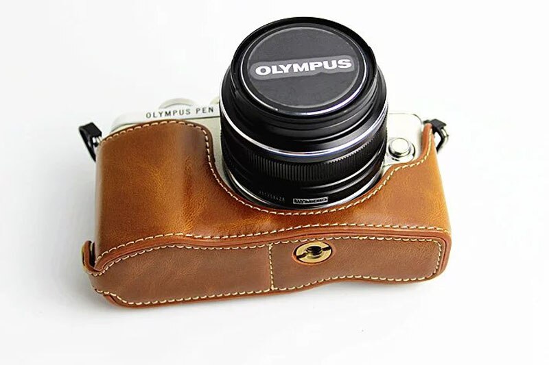 Funda protectora de cuero para OLYMPUS Pen E-PL7 EPL7 E-PL8 EPL8 E-PL9 EPL9: Marrón