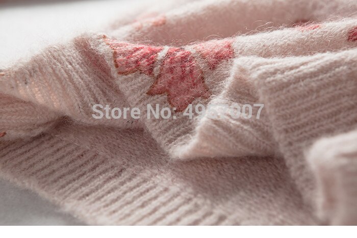 Mohair Jumper Women Pink Flower Chic Round Neck Jumper - Ladies O Neck Leonard Multicoloured Jacquard Sweet Sweater Pullover Top