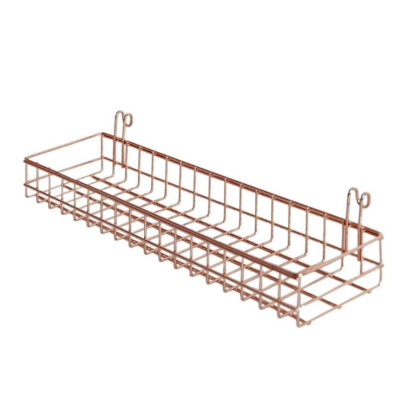 2pcs/set Wire Grid Panel Wall Shelf Basket with Hook Bookshelf Display Storage Rack Organizer Hanging Tray