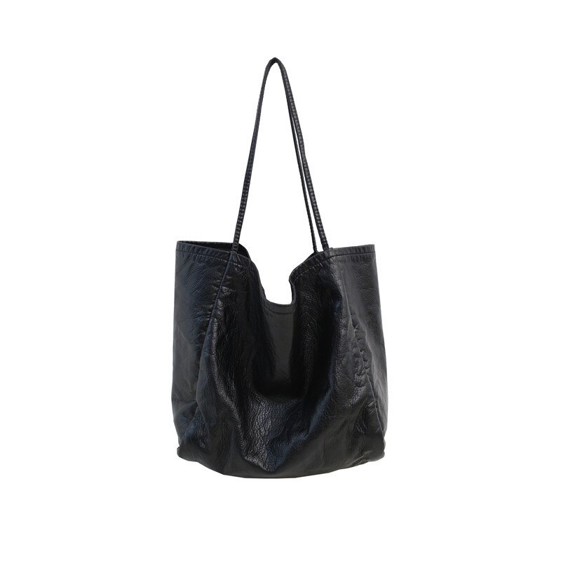 Youda oryginalny projekt jednokolorowy materiał PU torebka duża pojemność zakupy damska torebka w stylu klasycznym damska torba na ramię: czarny