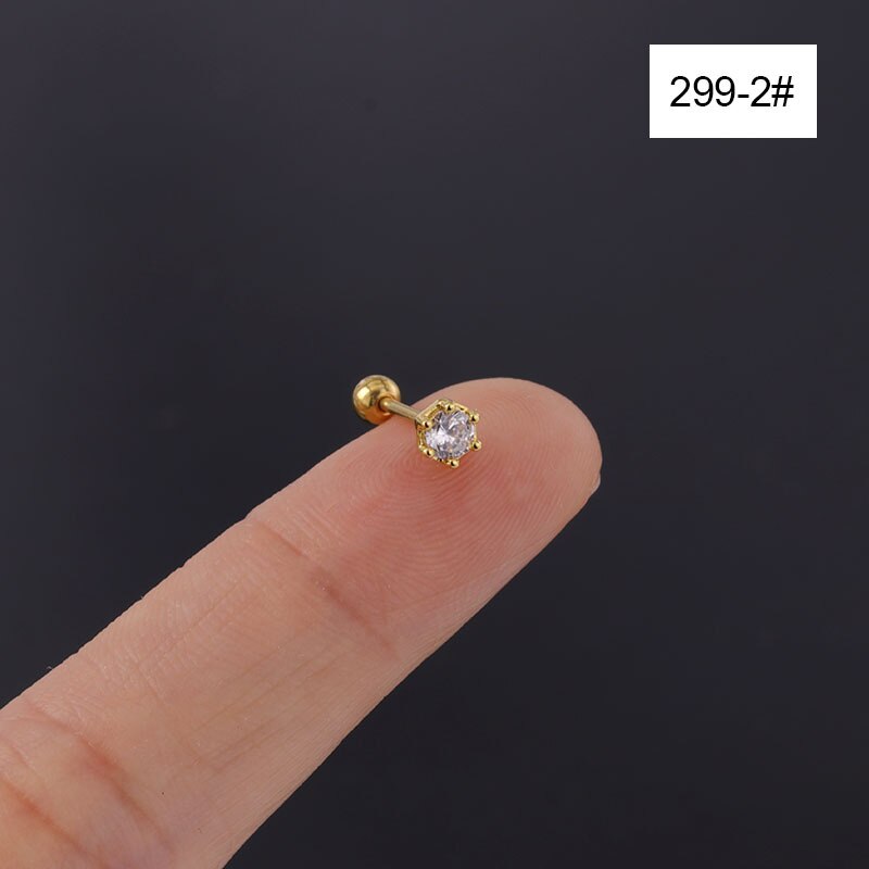 1 stück durchbohren Edelstahl Zucht Eearing für Frauen Trend Schmuck Mini Frühjahr Neue Farbe Zirkon Ohrring Bolzen für Mädchen: 1Stück 2