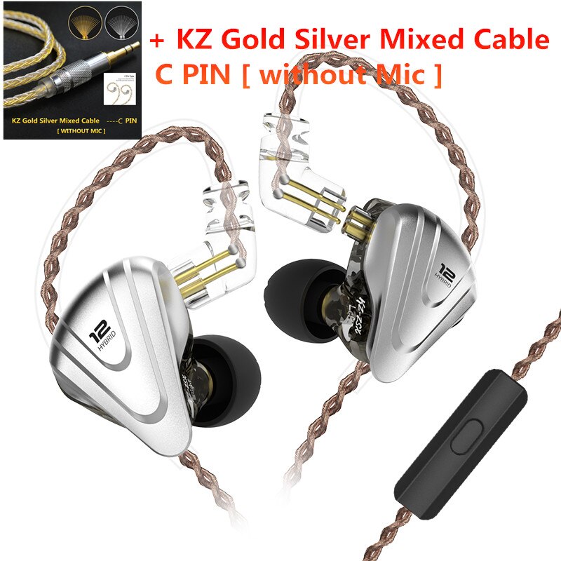 KZ ZSX Terminator 5BA 1DD Hybrid In-ear Earphones HIFI Metal Headset Music Sport ZS10 PRO AS12 AS16 ZSN PRO C12 A10 V90 AS10 P1: Black mic(cable