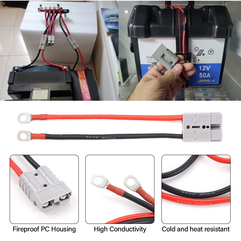 Zweipoliger Stecker 50a 600V mit 8awg Silikon kabel Gabelstapler Elektroauto Batterie Ladestecker Hochs trom stecker Bausatz