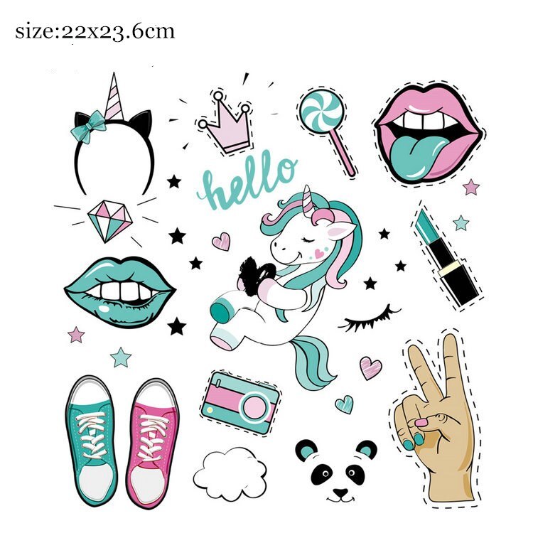 Zotoone Mode Meisje Ijzer Op Heat Transfers Leuke Lip Eenhoorn Cartoon Streep Op Kleding Ijzer Patch Zomer Stijl Strijken Sticker G