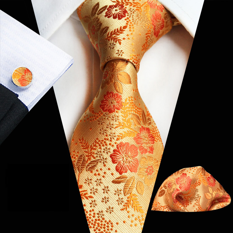 1set Men's Plum Paisley Tie Three Piece Suit Including Tie Pocket Towel Cufflinks