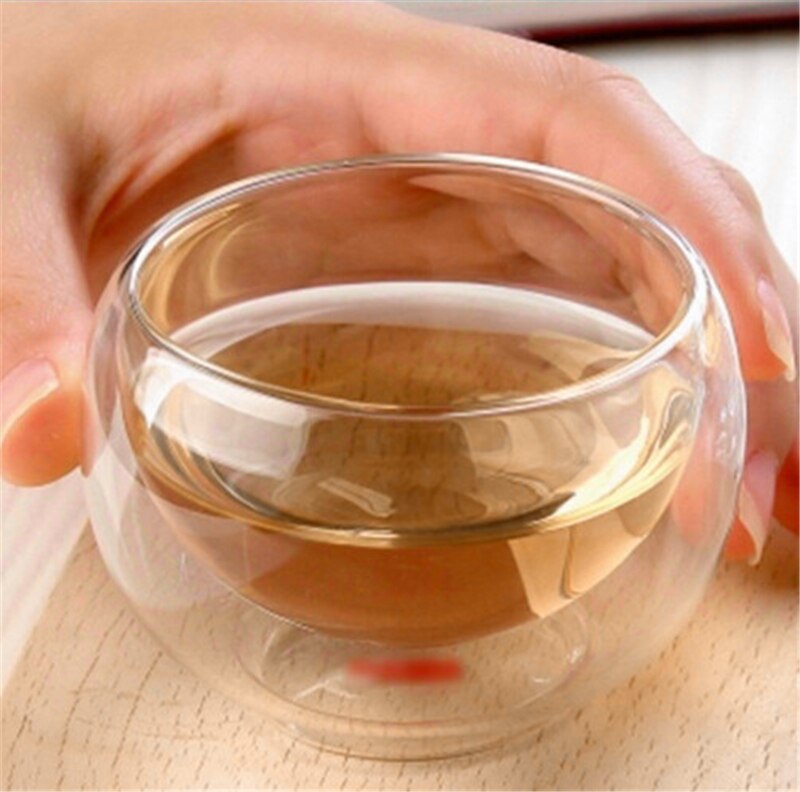 Arshen Duurzaam 6 stks/set 50 ML Clear Drinken Gezonde Cup Hittebestendige Double Wall Layer Thee Cup Water Bloem thee Kopjes