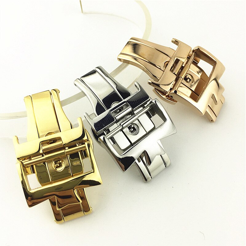 Watchband Clasp For Watch Band 18mm 20mm Butterfly Buckle Stainless Steel Clasp Strap Solid Belt Double Push Button Buckle Clasp