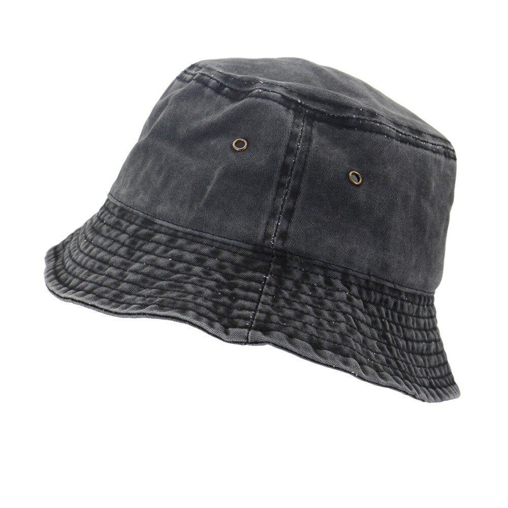 Kvinner løkkuppel folding utendørs sunhade bomull fiskere caps panama strandvasket denim bøttehatter