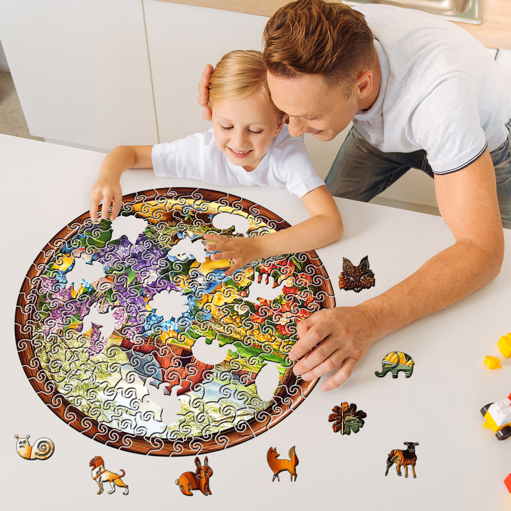 Adult wooden puzzle featuring a 3D garden bird nest and ecological scenery, unique animal-shaped puzzle toys for adults, perfect