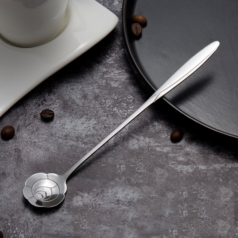 Roestvrij Stalen Lepel Set Met Lange Handvat Bloemen Hartvorm Ice Thee Koffie Lepel Dessertlepel Keuken Drinken Servies: 2