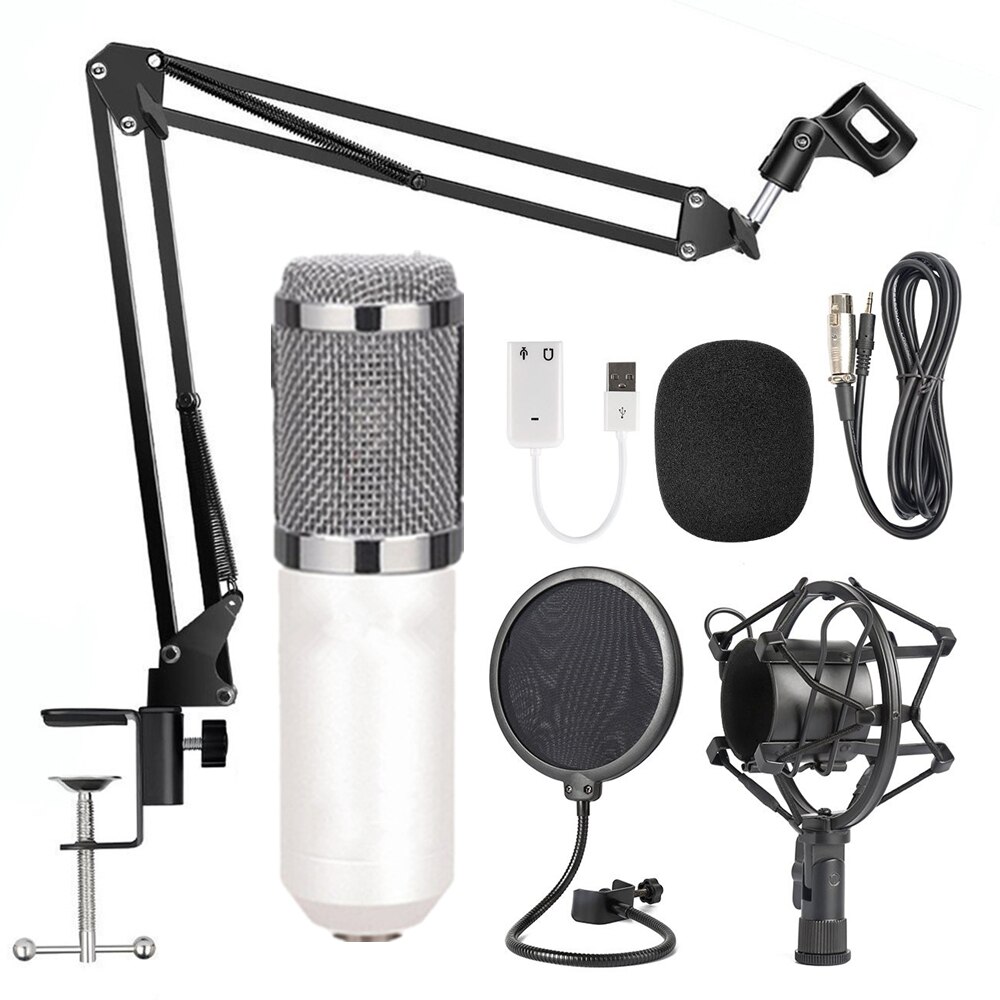 Microfono Condensatore BM800 - Microfono Omnidirezionale Cablato per Computer KTV Radio: White Package 1