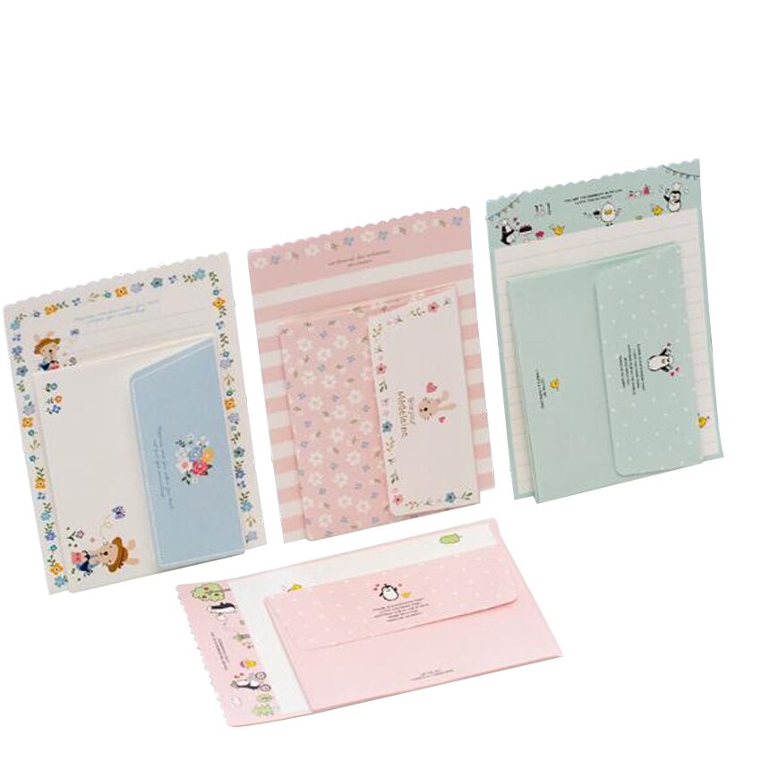 1 pack/lot dessin animé carte de voeux Mini enveloppe lettre ensemble de papier papier Message lettre papeterie papier tampon lettre