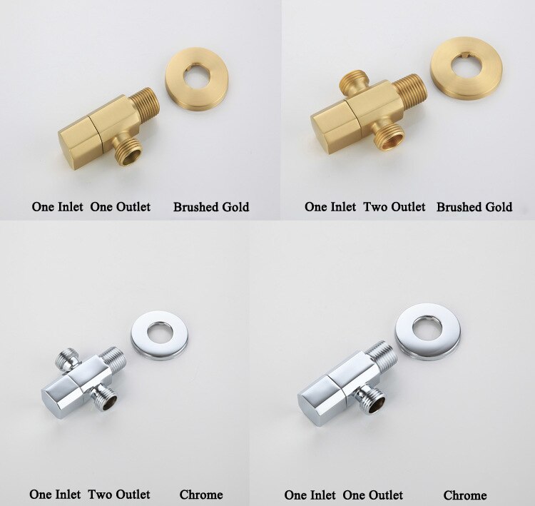 Cromo/nero/oro/oro rosa G1/2 &#39;valvola interruttore a triangolo per valvola angolare bagno lavatrice valvola di arresto wc JF1002