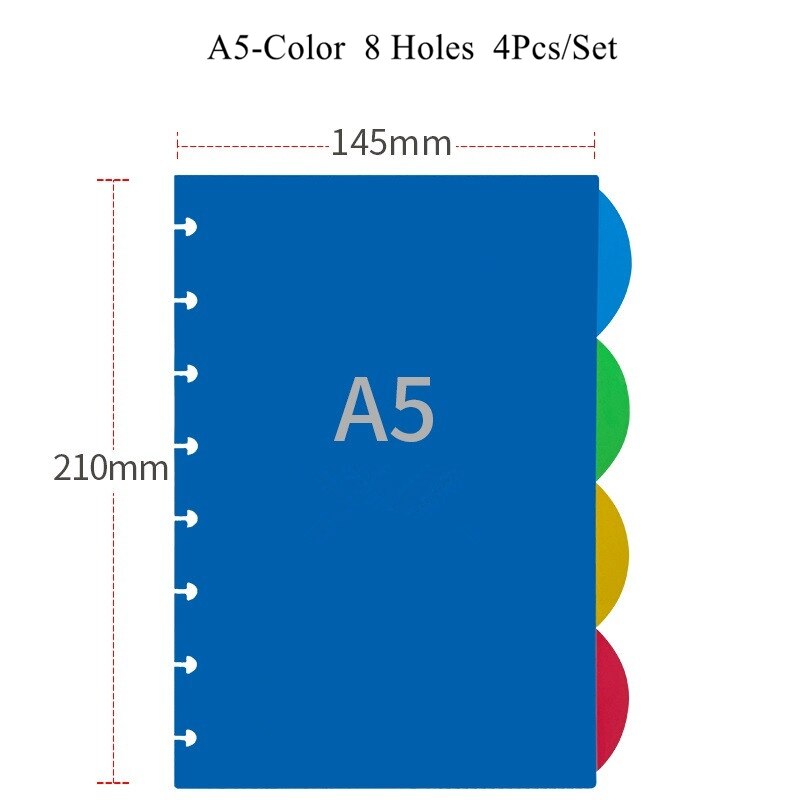 Separadores de índice coloridos de agujeros de seta A4/A5/B6, divisores de revistas, accesorios para cuadernos: A5-Colorful