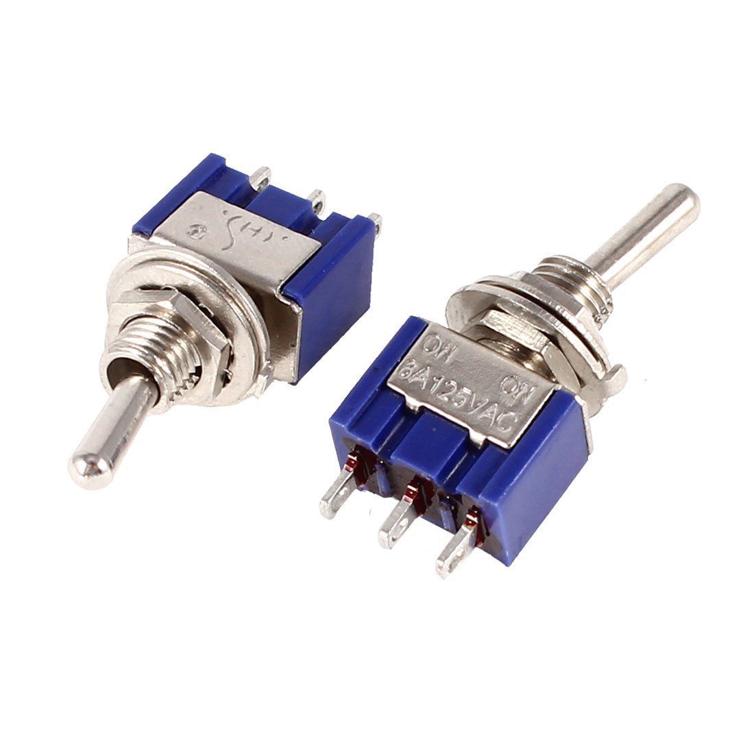 1/5/10PCS MTS102 Miniature Toggle Switch Single Pole Double Throw SPDT ON-ON 120VAC 6A 1/4 Inch Mounting MTS-102: Blue / 1PC