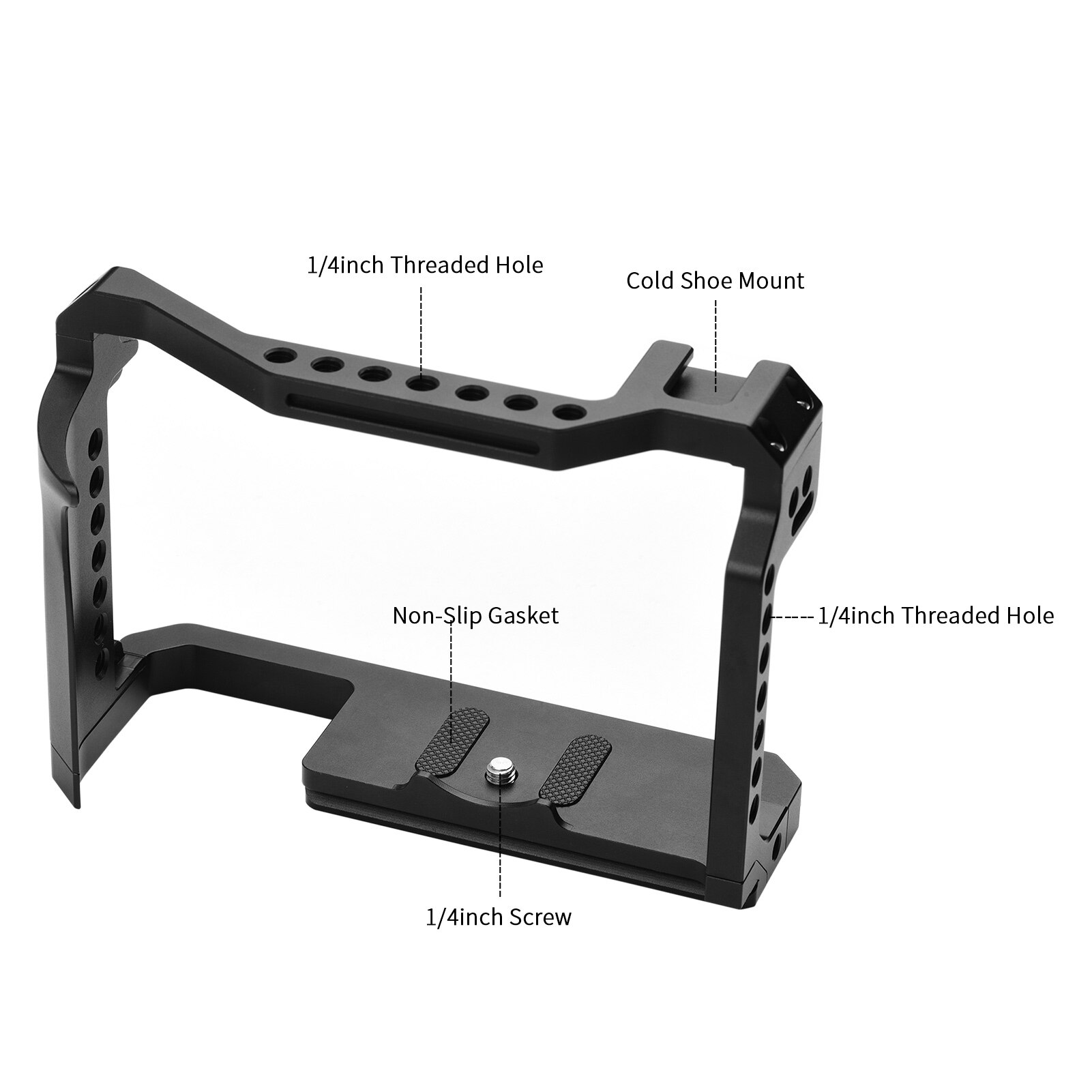 Andoer Aluminium Camera Kooi Video Rig Met Koud Schoen 1/4 Inch Schroef Gat Vervanging Voor Canon Eos R5/r6