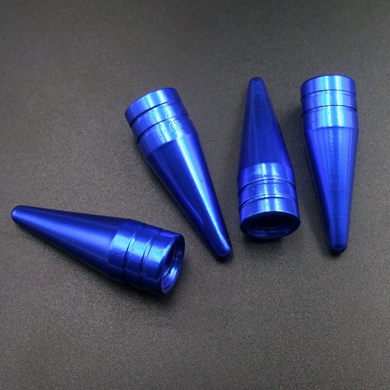 4 Stuks Blauw Universele Lange Spiked Auto Wiel Ventieldopjes Air Stem Dust Caps Cover Truck Auto Voertuig Motorcycle Fiets accessoire