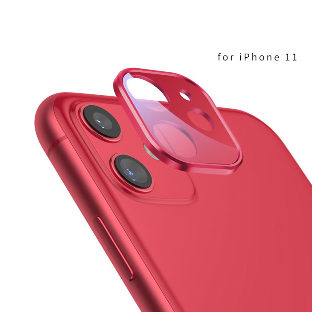 Metal + Tempered Glass Phone Rear Camera Lens Protector Protective Film Cover Case for iPhone 11 Pro Max: Red 1