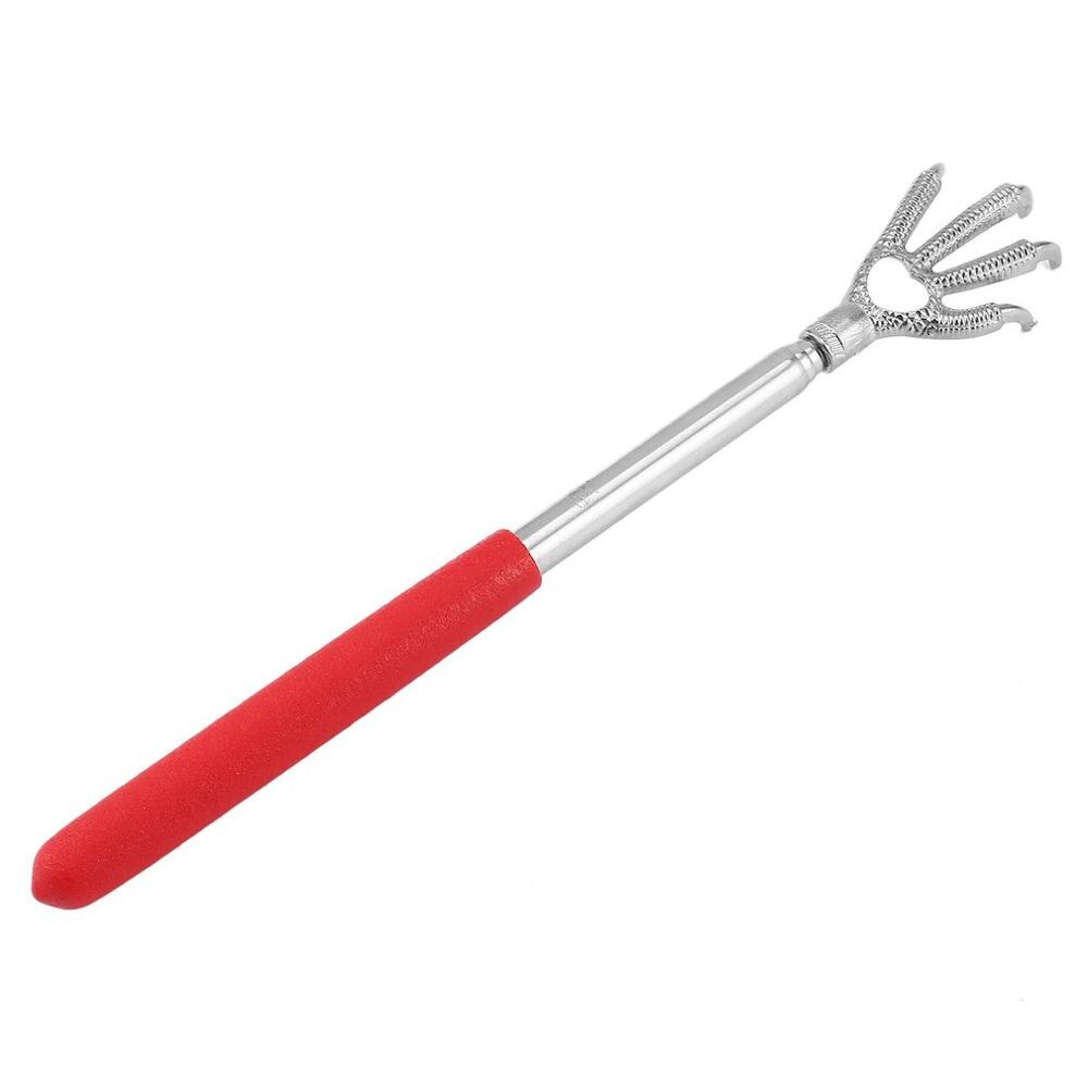 Compact Telescopic Claw Stainless Steel Massager Back Scratcher Adjustable Back Scratching Massage Hand Claw Protective Stinger: Red