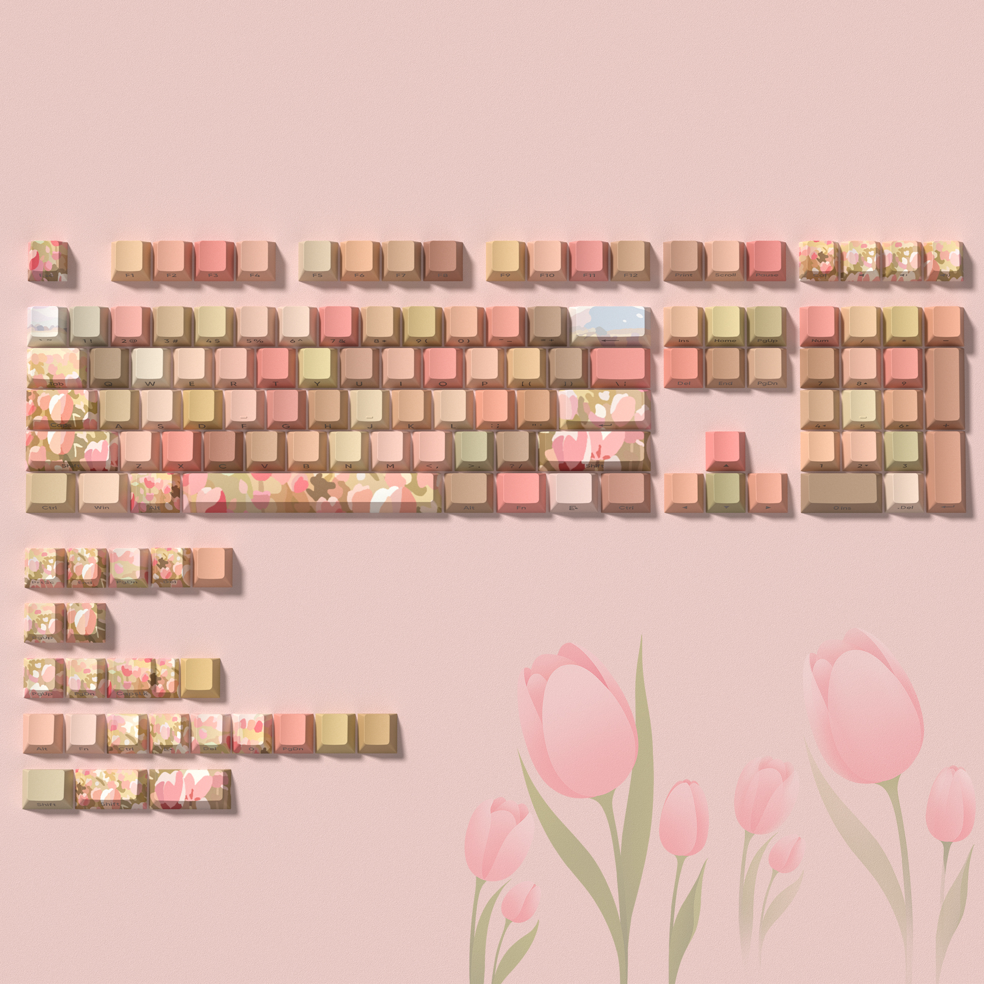 127 teclas que brilla a través de flor de ciruelo perfil de cereza Keycap PBT Keycap Dye-Sub Cherry MX interruptores para teclado mecánico de jugador: orange