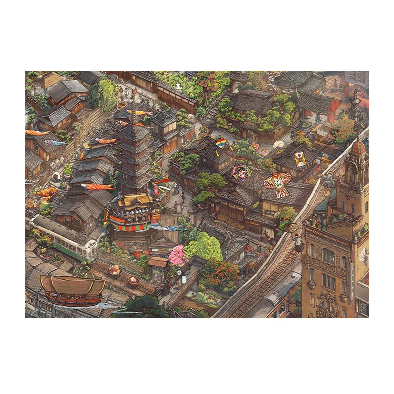 1000pcs Difficult Puzzles My Travel Diary Ancient City Scenery Teens Adult Puzzles Sightseeing Landscape Paintings Home Decor