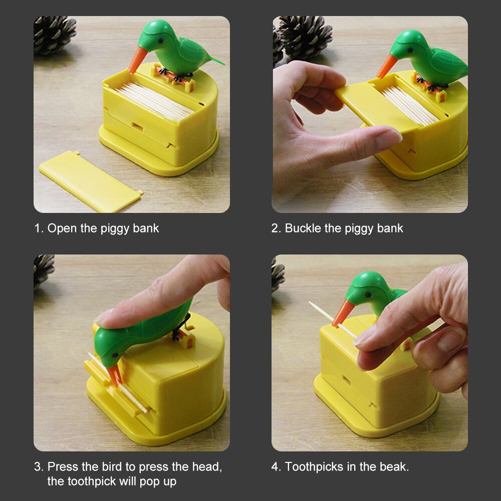 Toothpick Dispenser Box Press Personality Living Room Plastic Cartoon Container Automatic Red Tooth Sign Barrel Lovely