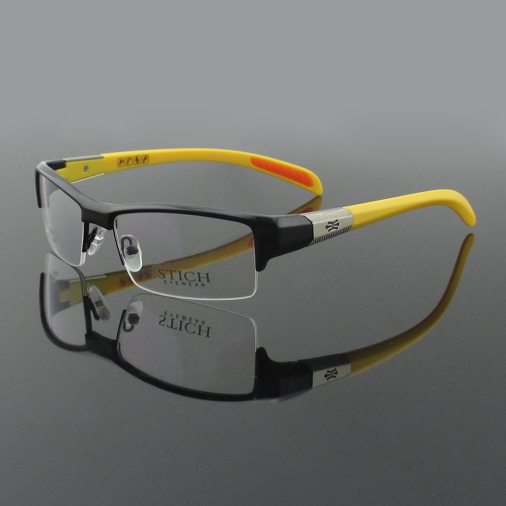 Vazrobe Sport Glazen Frame Mannen TR90 Brillen Brillen Voor Recept Ultra Licht Mode Lenzenvloeistof Niet Overslaan Eyewear: yellow temple
