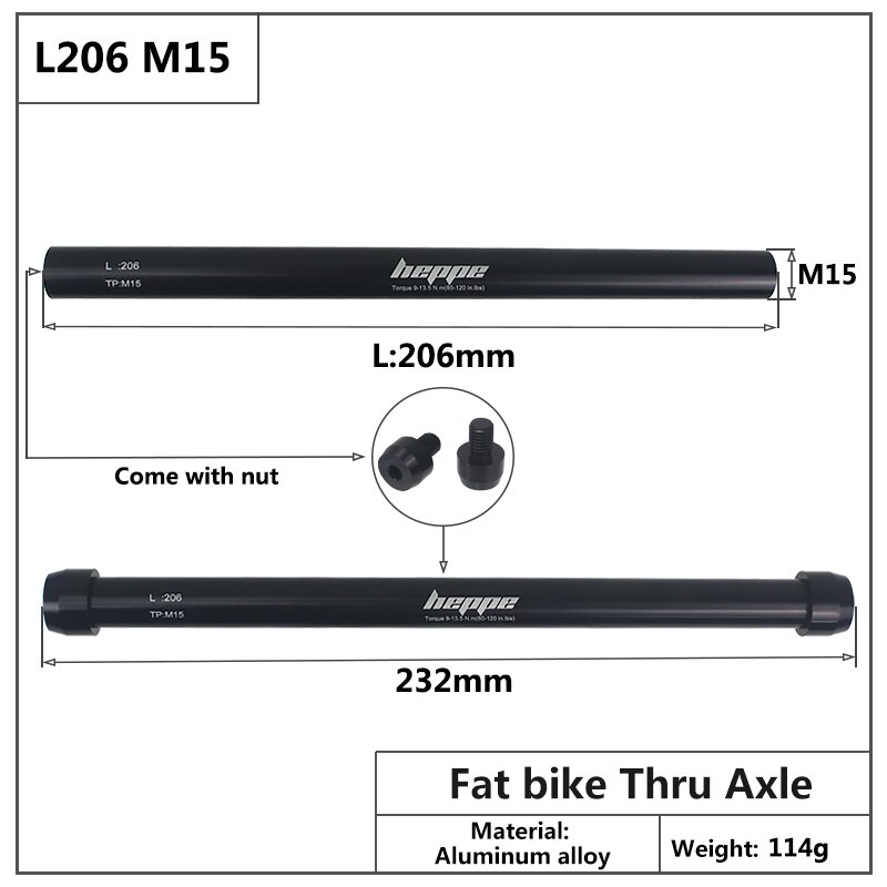 HEPPE Fahrrad Steckachse 15x10 0/110 Gabel Welle Spieße Fett Fahrrad steckachse 15x14 2/148 M12xP 1,5 MTB Fahrrad schnell Freisetzung: L206 M15