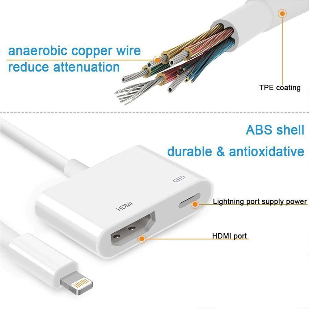 Lightning til hdmi digital av-adapterkabel for apple ipad iphone 5 6 7 8 x xs переходник sync video transfer otg