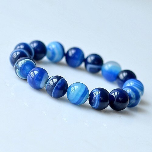 Unisex 6-8-10-12mm Beads Natural Onyx Bracelet for Women Blue Beads Men Bracelets Bangles