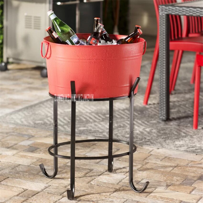 88-880 Oval Ice Barrel High-Capacity Metal Ice Pail Barbecue Wine Champagne Beer Large Ice Bucket KTV Club Supplies With Rack
