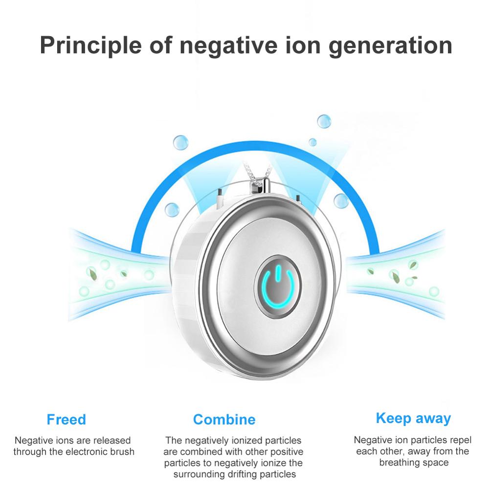 Usb Portable Wearable Air Purifier,personal Mini Air Necklace Negative Ion Air Freshener- No Radiation Low Noise For Adults Kids