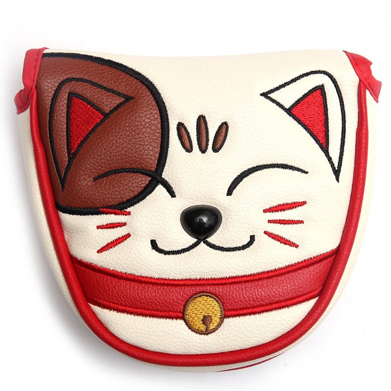Golf putter lock, golf club head covers för putter pu läder klubba putter headcover med magnetisk: Klubbor