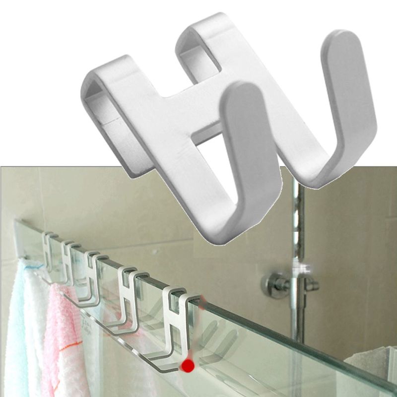 Plads aluminium metal bruser rammeløs glasdør krog fri hul håndklædeholder bøjle nøgleholder tøj badeværelse arrangør
