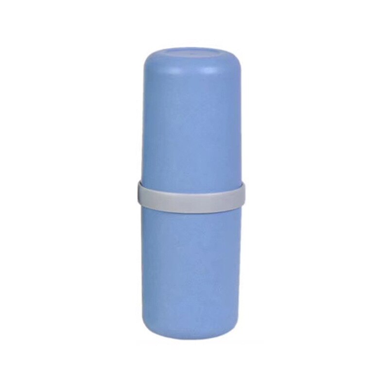 Ronde / vierkante tarwestro plastic reisbeker tandenborstel tandpasta bewaarbeker draagbare tandenborstel mondbeker: Rond blauw