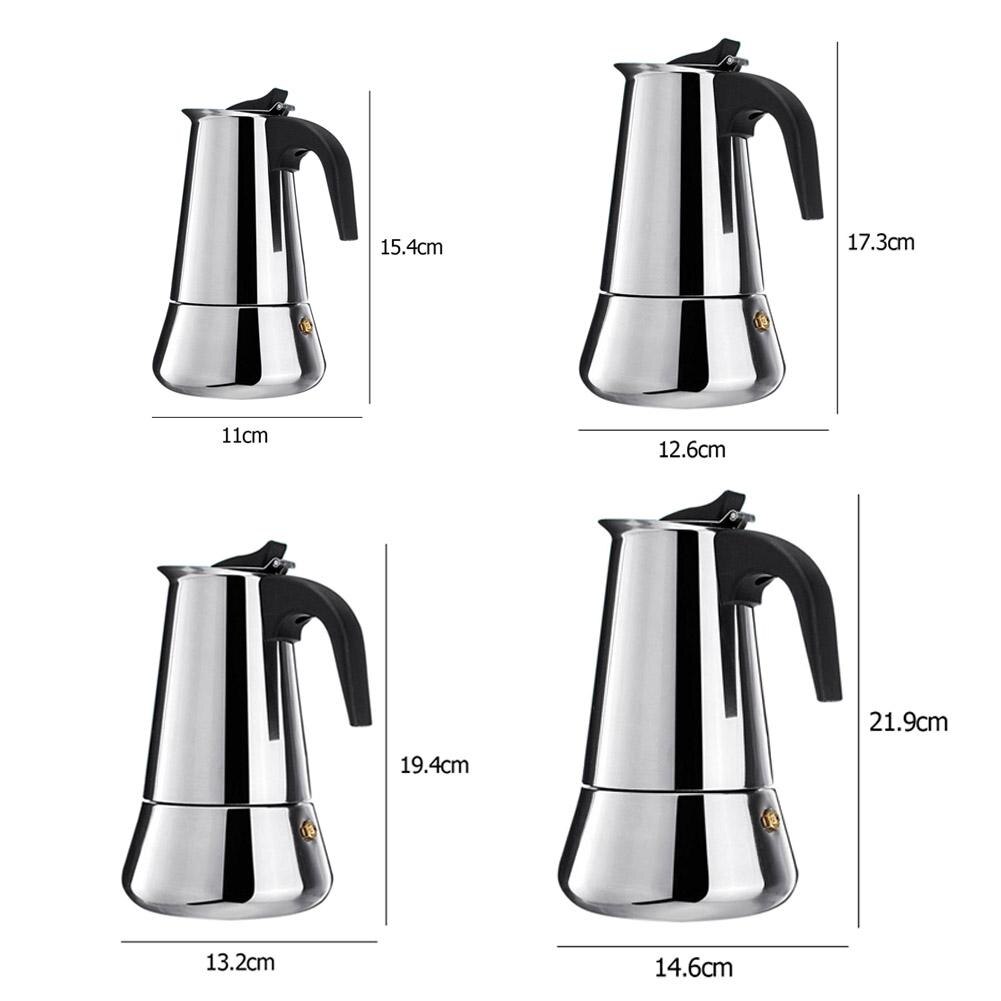 Stainless Steel Coffee Maker Coffee Pot Moka Pot Geyser Coffee Makers Kettle Coffee Brewer Latte Percolator Stove Coffee Tools
