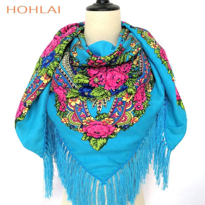 Vrouwen hart bedrukte kwast sjaals, russische grote maten bandana, warme poncho, stola sjaal