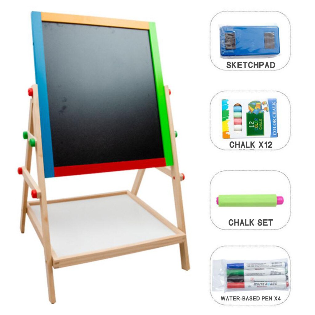 Kinderen Multifuncation Houten Dubbelzijdig Magnetische Schoolbord Hefbare Tekentafel Kleur Educatief Speelgoed Tekening # G4