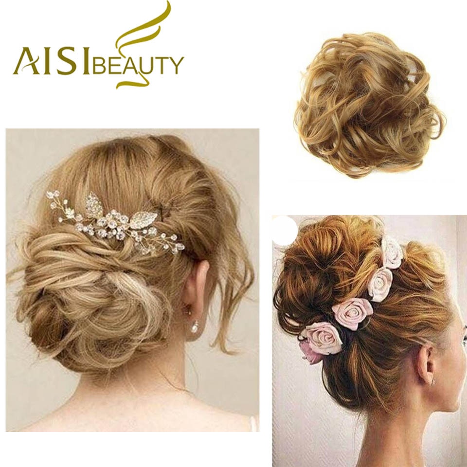 Moño de pelo sintético AISI BEAUTY, moño de goma elástica para el pelo, moño negro o marrón, extensores de goma para el pelo
