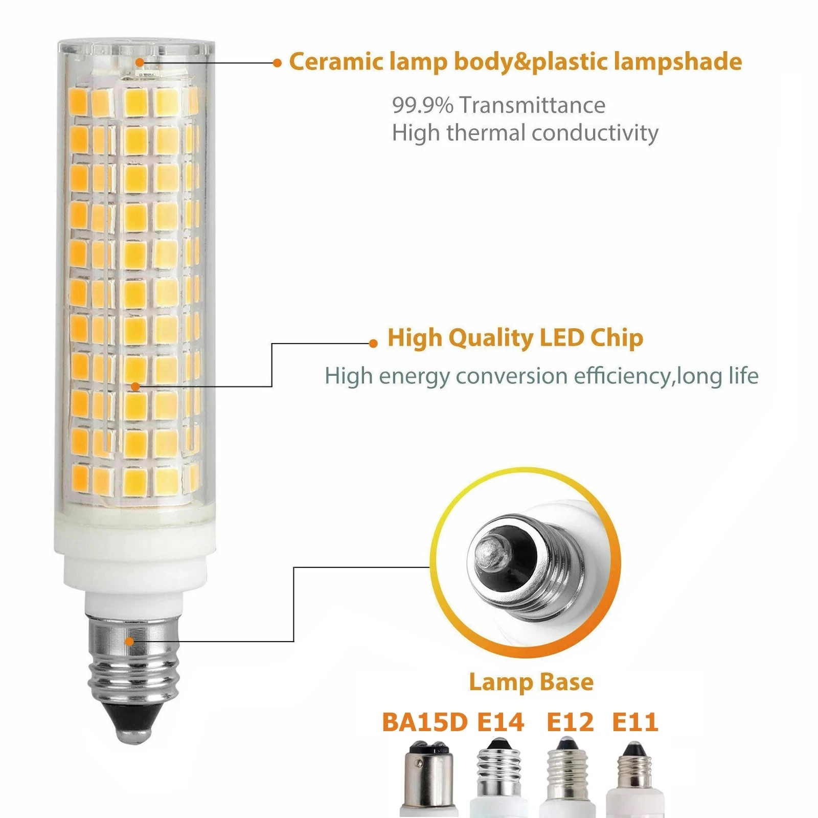 Dimbare 15 W E14 E12 E11 BA15D G9 LED Maïs Kristallen Kroonluchter LED Lamp LED Keramische Lamp 136 LEDs 110 V 220 V